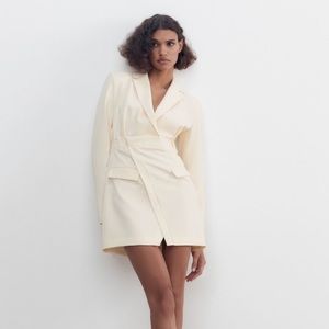 Zara light yellow blazer dress large